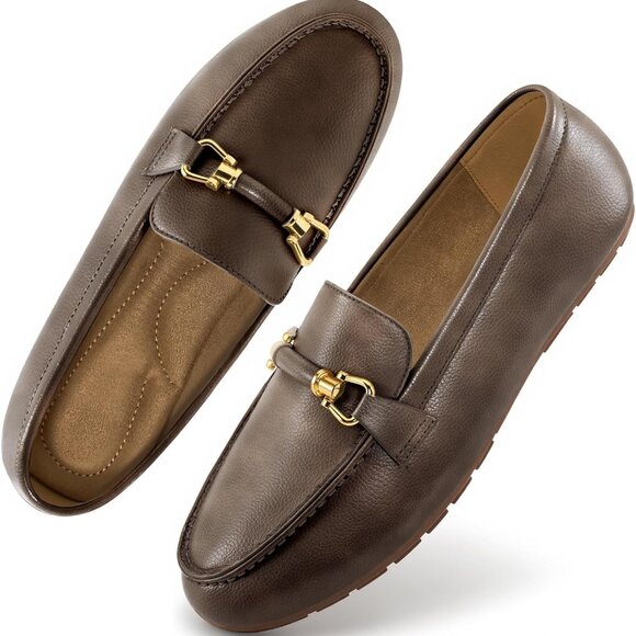 Women’s Faux Leather Loafers Casual Flats Comfort Slip On Rubber Sole Size 6 - Picture 1 of 6